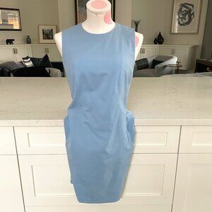 Theory Helaina Slvless Round Nk A-Line Virgin Wool Lined Dress Blue Sz 4 NWOT
